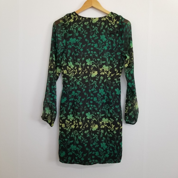 NWT A New Day Green Black Floral Ruched Front Bodycon Mini Dress Size XL - Picture 6 of 10
